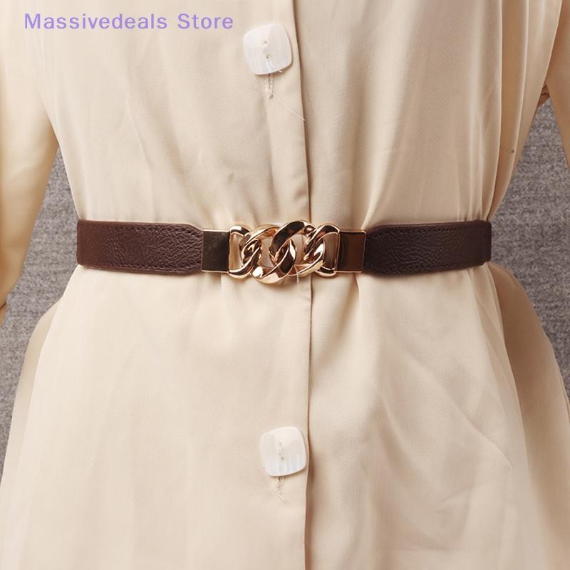 Massivedeals 3 สีโซ่เข็มขัดเอวยางยืดสําหรับผู้หญิงสุภาพสตรีเสื้อเข็มขัดตกแต่งใหม่