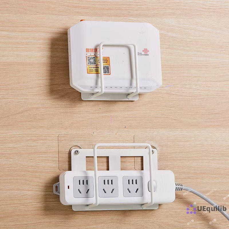 Uequilib ที่วางเราเตอร์ติดผนัง WiFi Storage Bracket ติดตั้งง่ายไม่เจาะ Power Socket Rack ชั้นวางหนัง