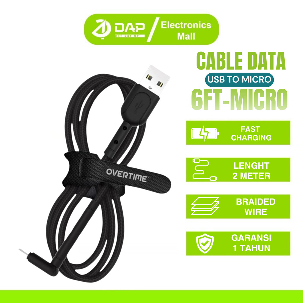 Overtime Charging 2 in 1 Stand USB to Micro Data Cable ความยาว 2m // 6FT