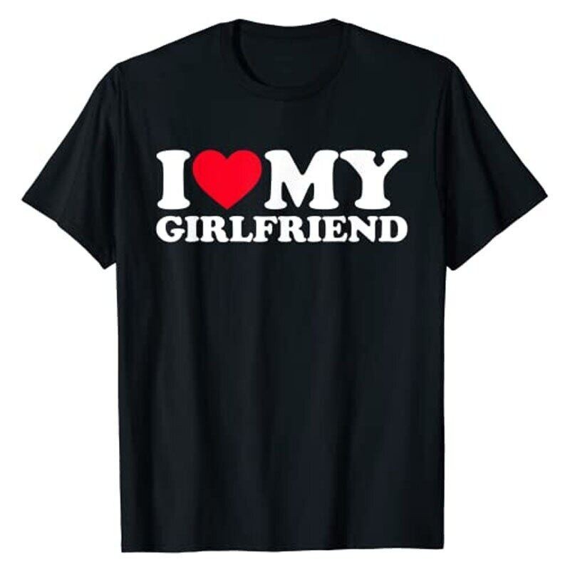 (จัดส่งตลอด 24 ชั่วโมง）OOOK Official I Love My Boyfriend เสื้อผ้าดังนั้น   เสื้อแขนสั้น Oversize แขนสั้น