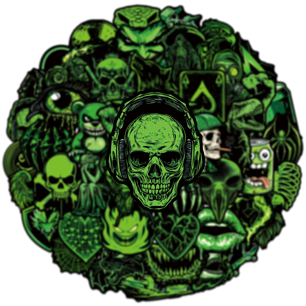 ❉ Green Scare Art Series 01 สติ๊กเกอร์สยองขวัญสีดําคลาสสิก ❉ 50 ชิ้น/เซ็ต DIY แฟชั่นสติ๊กเกอร์ Doodle กันน้ํา - รูปที่ 5