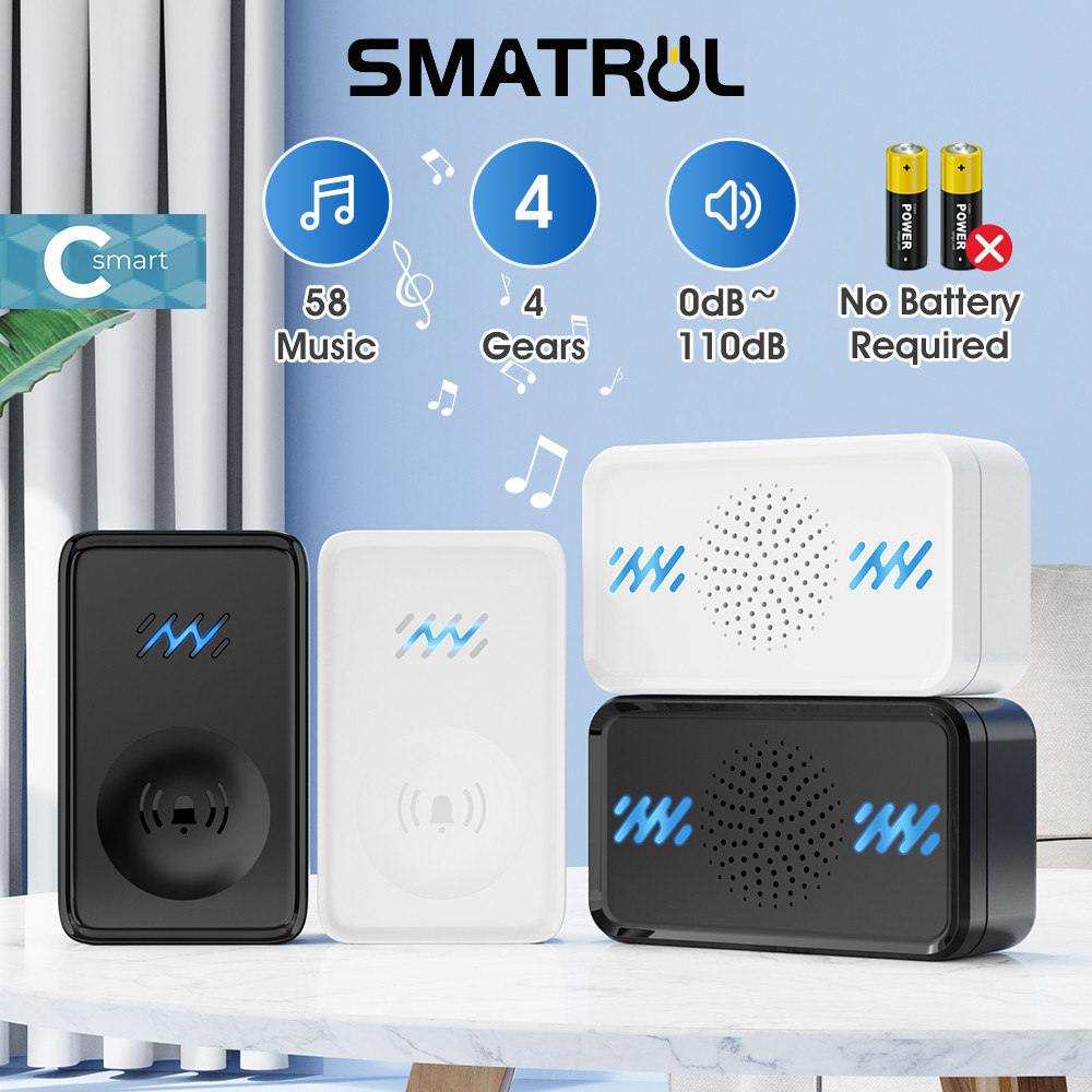 Smatrul กริ่งประตูไร้สาย 58 เสียง 4 ระดับ ใช้แบตเตอรี่ กันน้ํา สําหรับบ้าน ออฟฟิศ ธุรกิจ