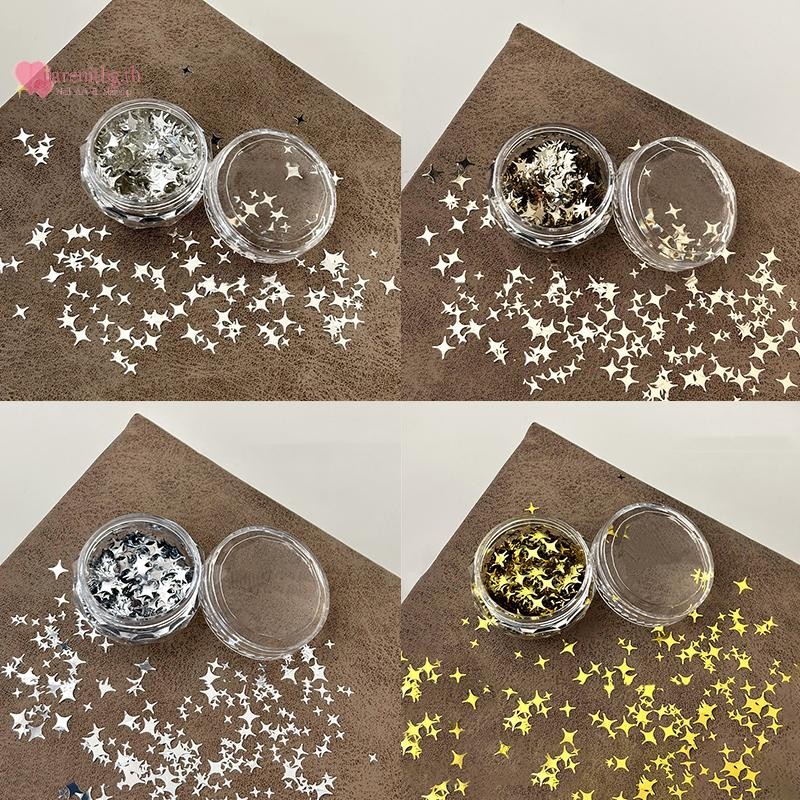 RENBG 1 กล่องเล็บ Glitter Star Shape Sequins Sparkly Flakes Paillette เล็บ Charms ตกแต่ง DIY ชิ้นอุปกรณ์เสริม TH