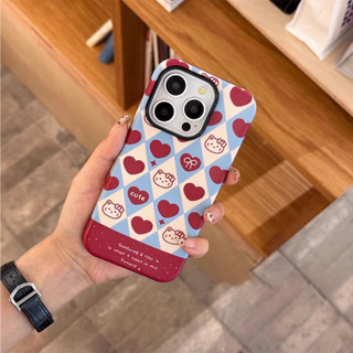 เคสโทรศัพท์ลายหัวใจตารางเพชร 2-in-1 เข้ากันได้กับ iPhone 15 Pro Max, Apple 16 14 Plus 11/12/13 Pro Max, เคสป้องกันกันกระแทกใหม่