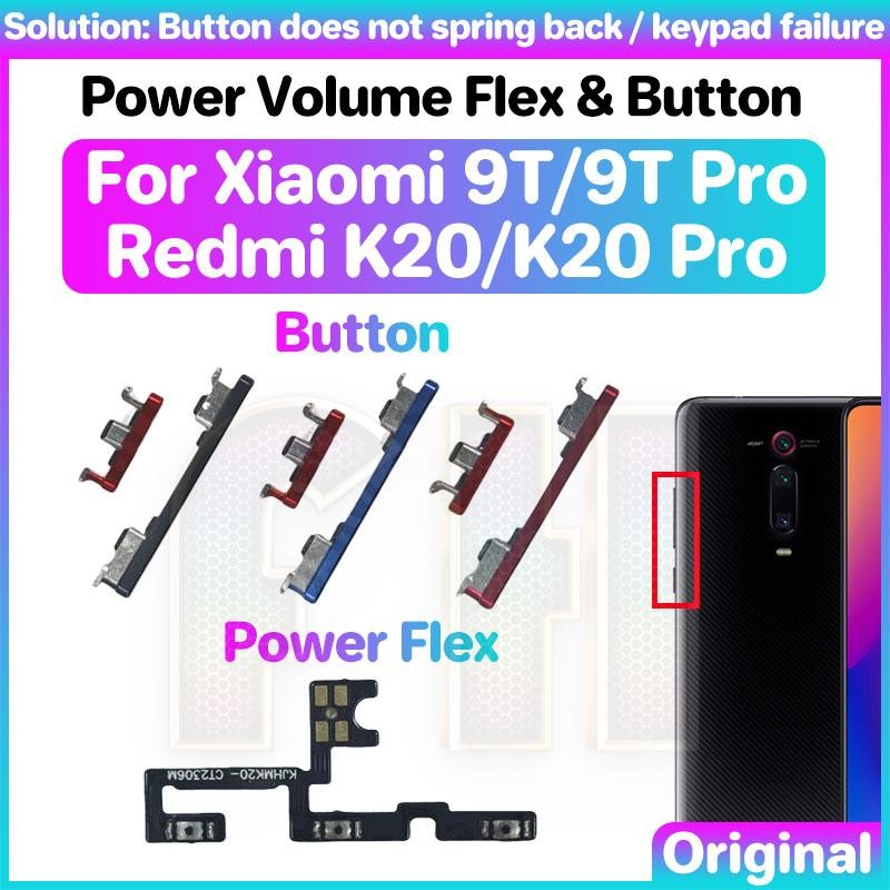 ปุ่มปรับระดับเสียงไฟ Flex สําหรับ Xiaomi Mi 9T Pro Redmi K20 Pro สวิตช์กุญแจด้านข้าง Power ON OFF Key Mute Volume ปุ่มควบคุมริบบิ้น Flex สาย