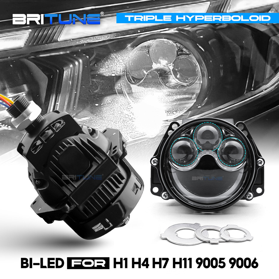 3 นิ้ว Bi LED เลนส์โปรเจคเตอร์ H7 H4 9005 9006 ไฟหน้า 25000LM Hyperboloid สําหรับ Hella 3R G5 ไฟ LED