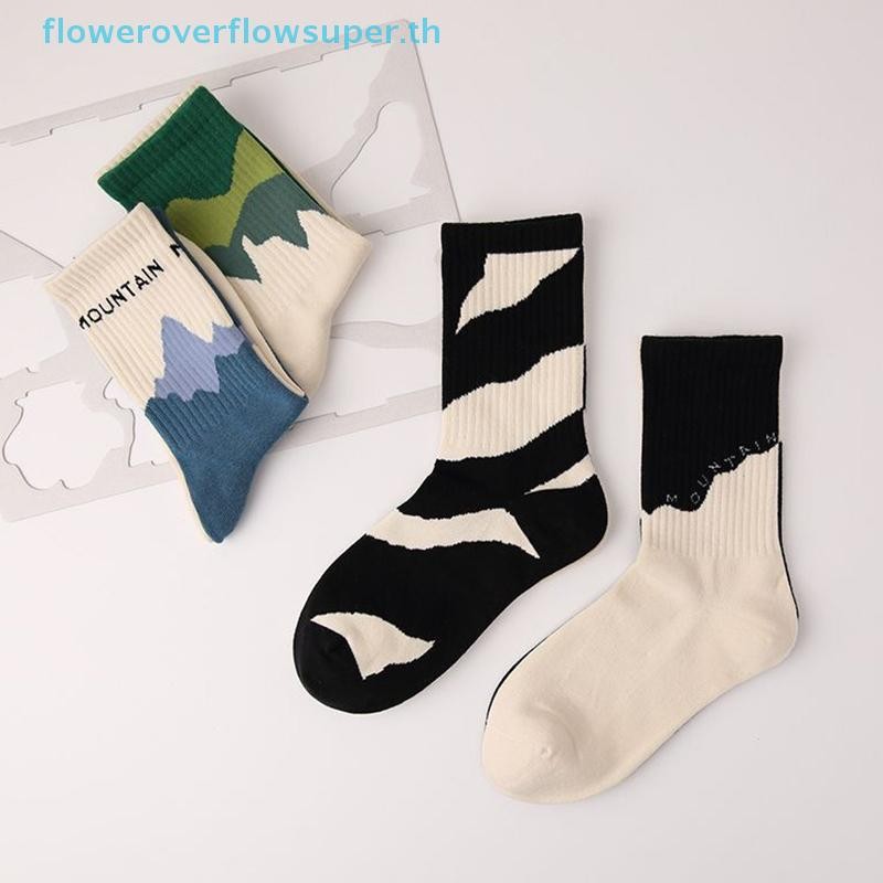 FSTH สไตล์ผู้ชายถุงเท้ารูปแบบไม่สมมาตร Street Hip Hop สเก็ตบอร์ด Man ถุงเท้าผ้าฝ้าย Breathable HH - รูปที่ 2