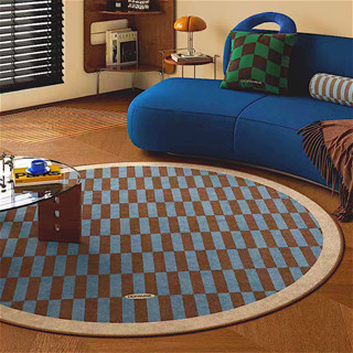 พรมวงกลม กำมะหยี่คริสตัล การออกแบบลายกระดานหมากรุก ขนาด 60*6…