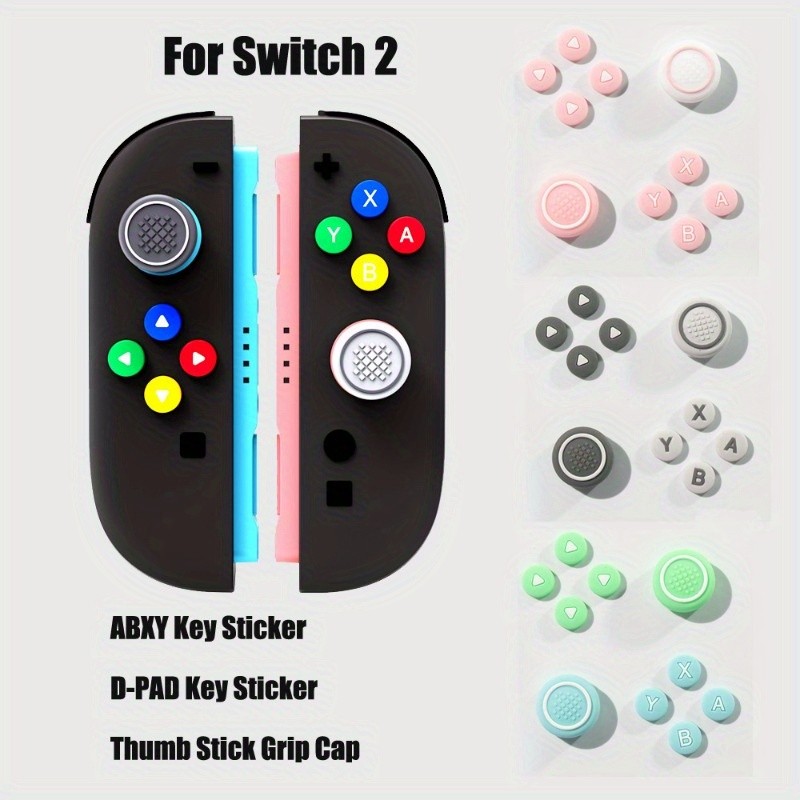 D-pad ปุ่มทิศทาง ABXY สติกเกอร์กุญแจสําหรับ Nintendo Switch 2 Joycon Controller Thumb Stick Grip Cap สําหรับ NS2 จอยสติ๊กผิวกรณี