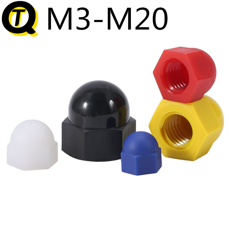 หมวกไนลอนประเภท Nut M3-M20 รอบหัวบอลหมวกพลาสติกตกแต่งหมวกสกรูน็อต M3M4M5M6M8M10M20