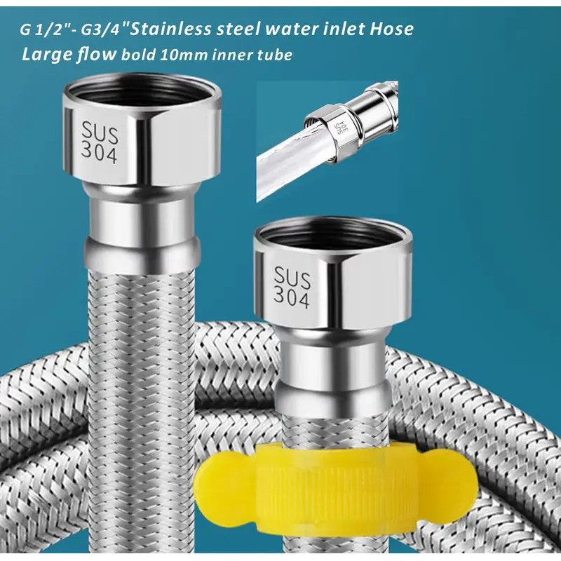 G1/2"-G3/4 "SUS304 น้ําท่อก๊อกน้ํา 20 ซม.-200 ซม.ท่อเครื่องทําน้ําอุ่นท่อห้องน้ําการเชื่อมต่อห้องครั
