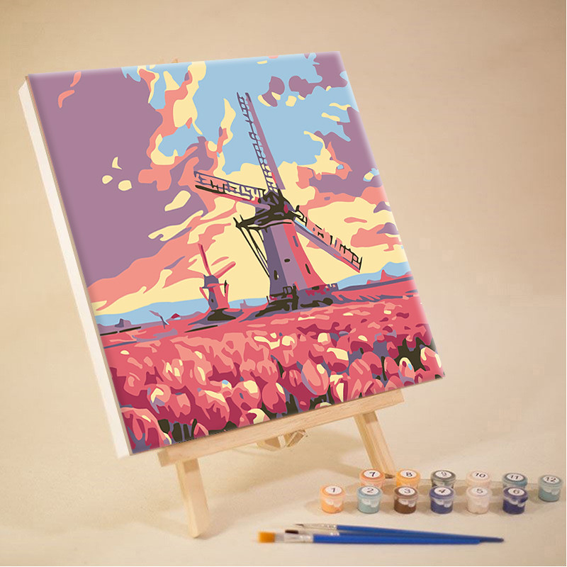 [พร้อมกรอบ]DIYระบายสีตามตัวเลข 20*20ซม.Paint by Numbers ดอกไม้ภาพวาดอะคริลิก การวาดภาพดิจิตอล ของขวัญ ส่งมอบทันที - รูปที่ 7