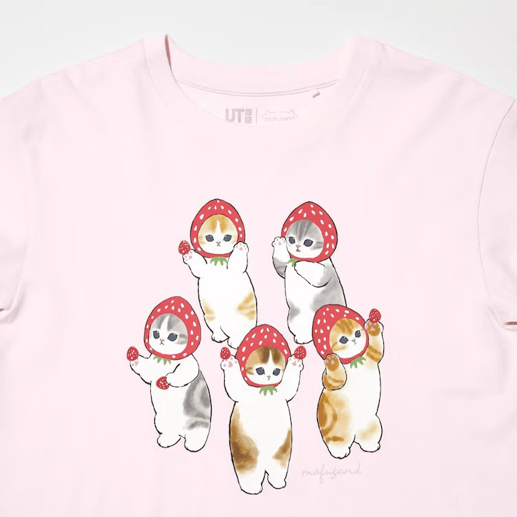 100 ซม.-150 ซม.พร้อมสต็อกฤดูร้อนสไตล์ใหม่ Mofusand Lengan Pendek แมวน่ารักเสื้อยืดเด็กผ้าฝ้าย 100% เสื้อยืดเด็กชายและเด็กหญิงพิมพ์แขนสั้น 010