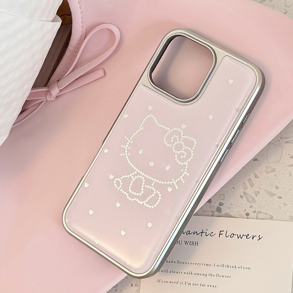 Huiwanju แฟลชเพชรแมวไฟฟ้าขอบเงินเคสโทรศัพท์มือถือสําหรับ iPhone15/16promax ขนาดเล็กสด apple 13/14 สาวน่ารักหัวใจ 11/12 เคสป้องกัน - รูปที่ 6