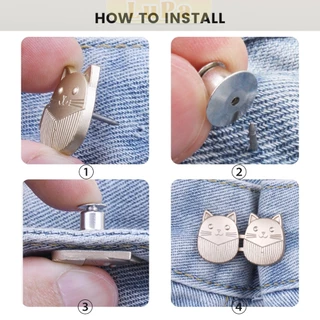 LuPa ตะขอปรับเอวกางเกง ปรับระดับเอวช่วยให้กางเกงกระชับ ลายแมว แบบหมุด Fashion Pins