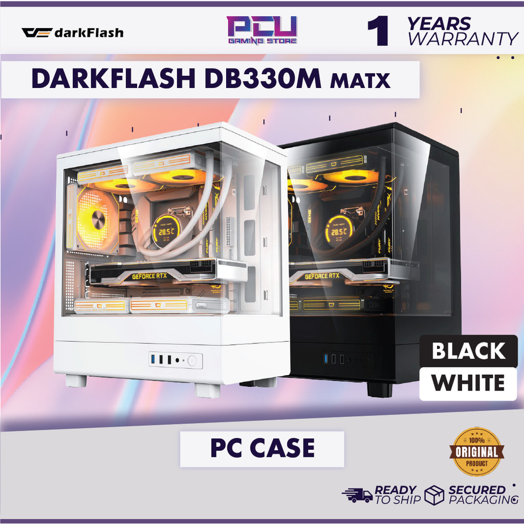 DARKFLASH DB330M MATX PC CASE - สีดํา/ขาว