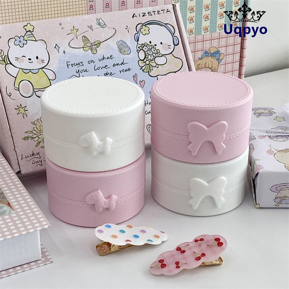 กล่องต่างหูแหวน uqpo, กล่องเก็บกิ๊บทรงกลมกันฝุ่น, โบว์โพนี่น่ารักการ์ตูนกล่องแสดงขนาดเล็ก