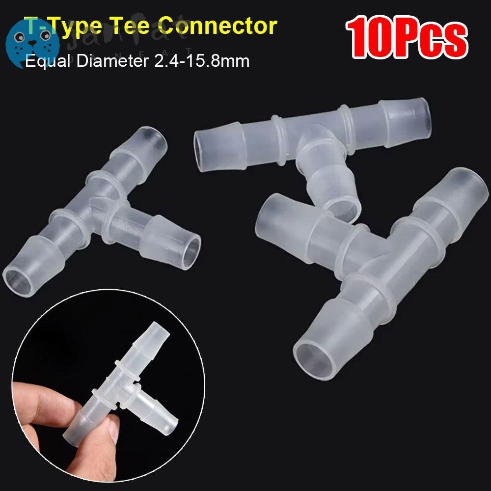 JANFAT 10 ชิ้น T-Type Tee Connector, 1.6-15.8 มิลลิเมตร Equal เส้นผ่านศูนย์กลาง 3 ทาง, พลาสติกทนทาน 