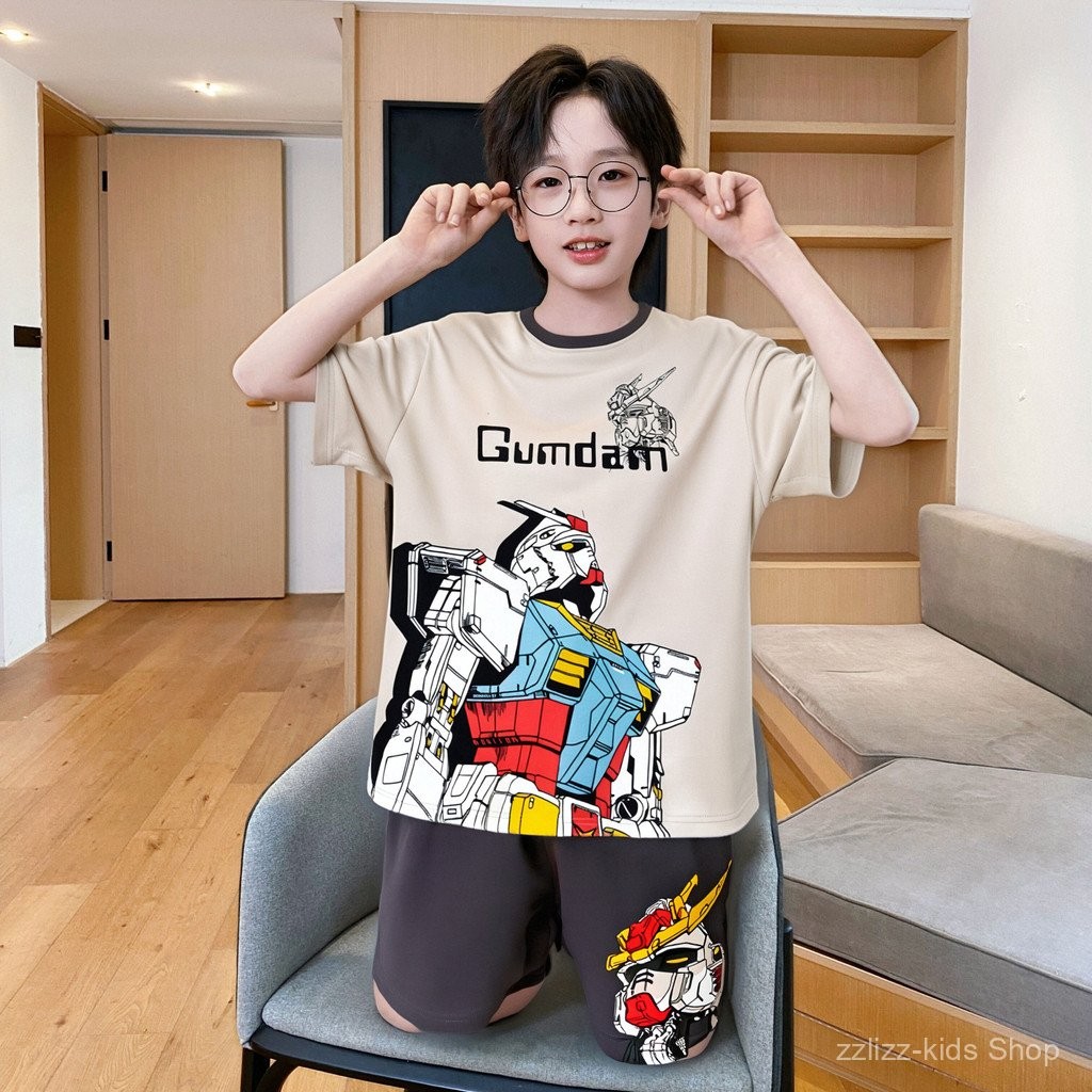 ชุดนอนเด็กชาย ชุดนอนเด็ก ชุดนอนฤดูร้อนแบบบาง ฤดูร้อนสำหรับเด็กชายใหญ่ ชุดนอนฤดูร้อนสำหรับนักเรียนชาย การ์ตูน - รูปที่ 2