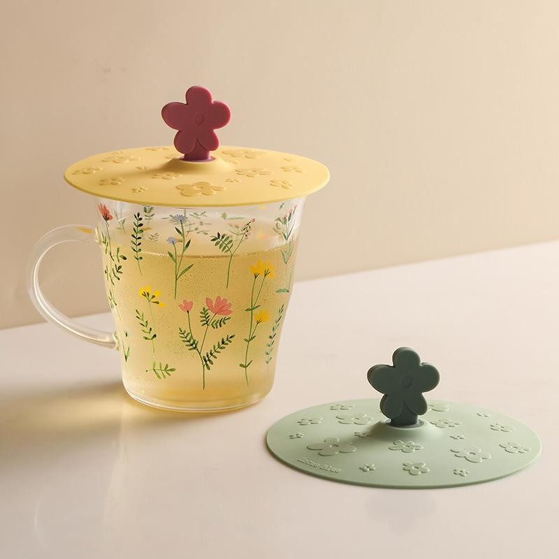 ฝาถ้วยซิลิโคนเกรดอาหารขนาดใหญ่เส้นผ่าศูนย์กลางฝาถ้วยสากลฝาแก้วน่ารักฝุ่นรอบดอกไม้ - รูปที่ 4