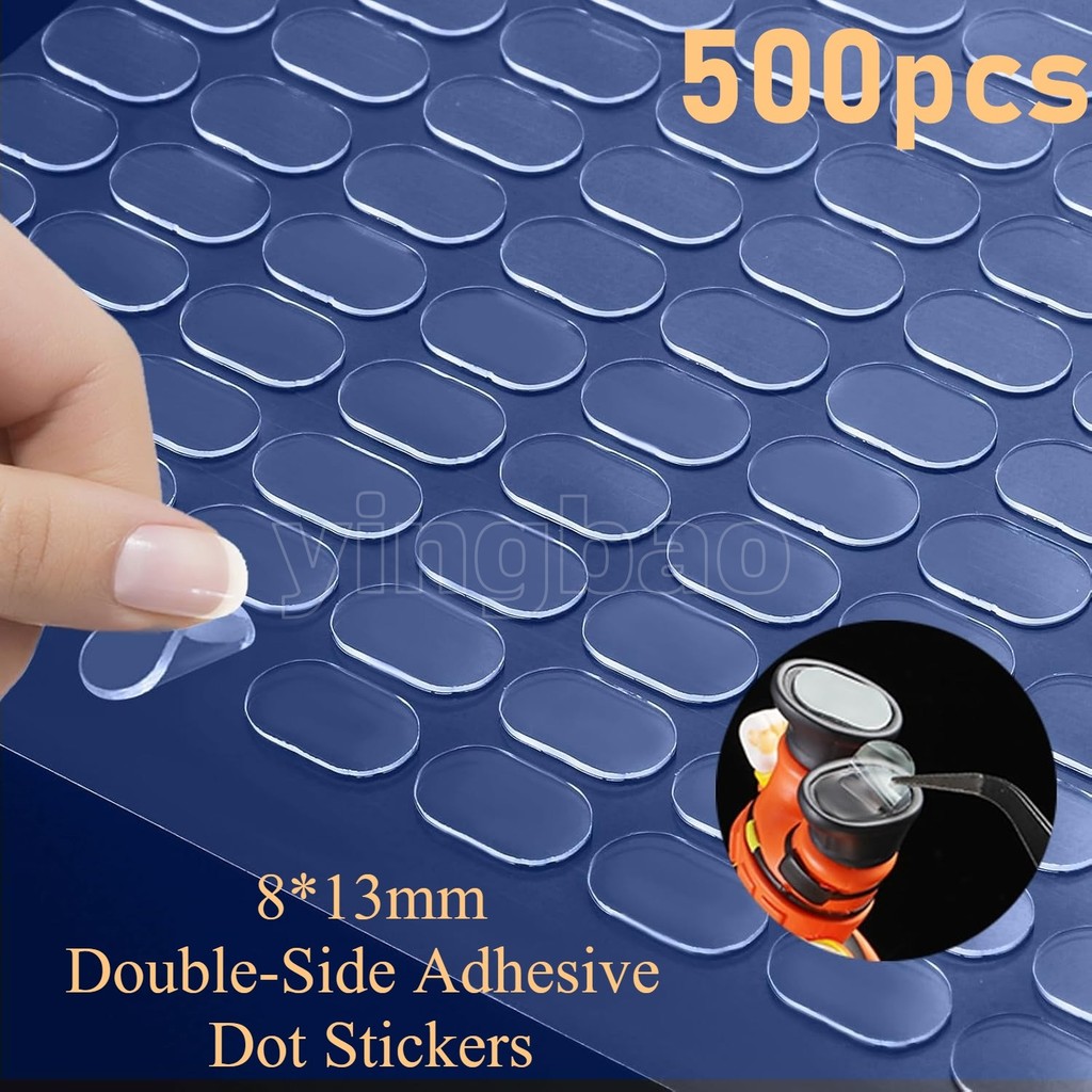 500PCS 8*13 มม.Double-Side กาว Dot สติกเกอร์ Putty Clear Sticky Putty ที่ถอดออกได้ Traceless สําหรับไม้แก้วโลหะพลาสติก