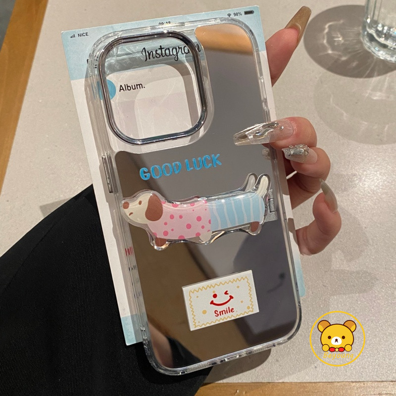 Dachshund ผู้ถือกระจกสําหรับ Honor X60 X60i X50 X40 GT Pro Power X50i X40i X30i X30 5G 4G การ์ตูนเคส