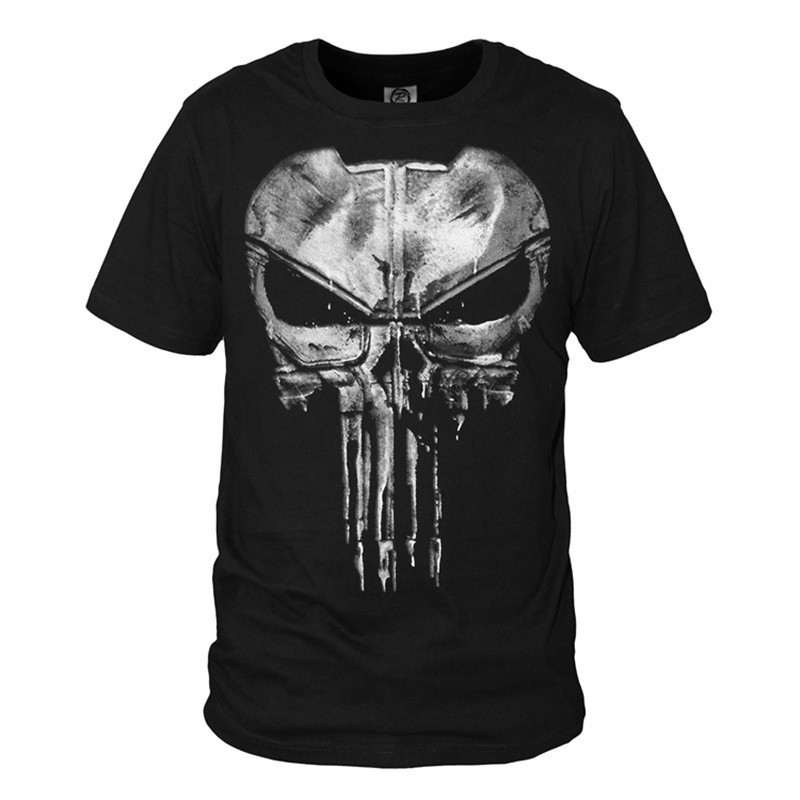 เสื้อยืดสีดำอินเทรนด์The Punisher Skull T Shirt Daredevil Cotton Tee CosplayS M L   XL  XXLSIZE S-5X