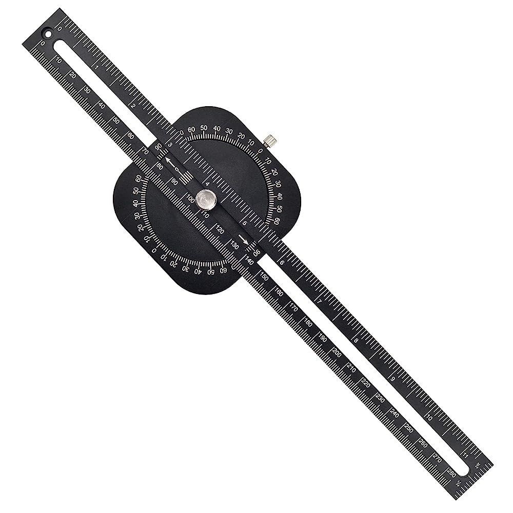 木工罗盘划线尺铝合金画圆规 平行垂直过线尺 T型画线尺标记工具Woodworking compass, marking ruler, aluminum alloy drawing compass, f