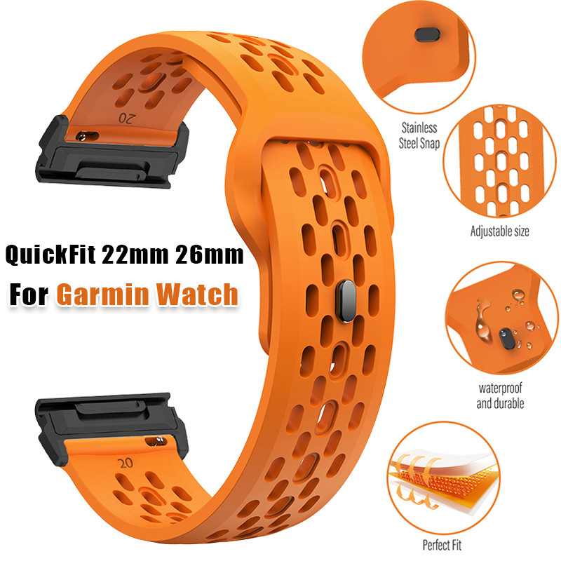สายนาฬิกาซิลิโคน 26 มม.22 มม.สําหรับ QuickFit Garmin Band Fenix 8 7X 7 7S 6X 6 Pro 5 5X Epix 2 Forerunner 965 945 Instinct 2