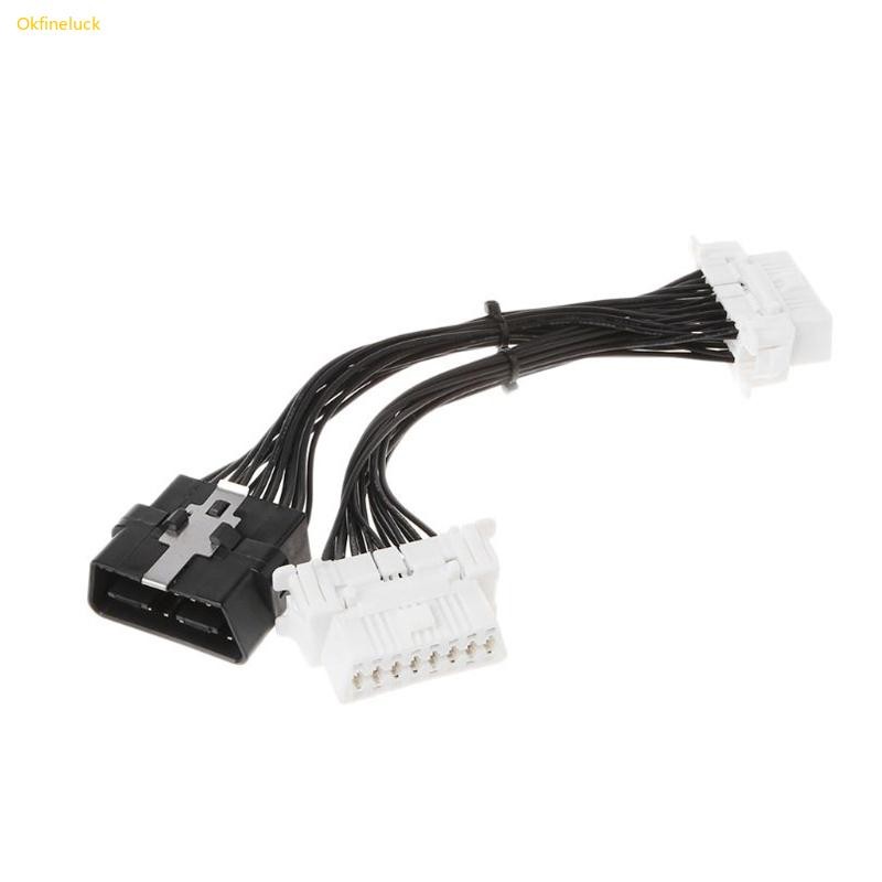 Okfi 16 pin OBD2 OBD 2 OBDii Splitter สายต่อชาย 2 หญิง Y สาย