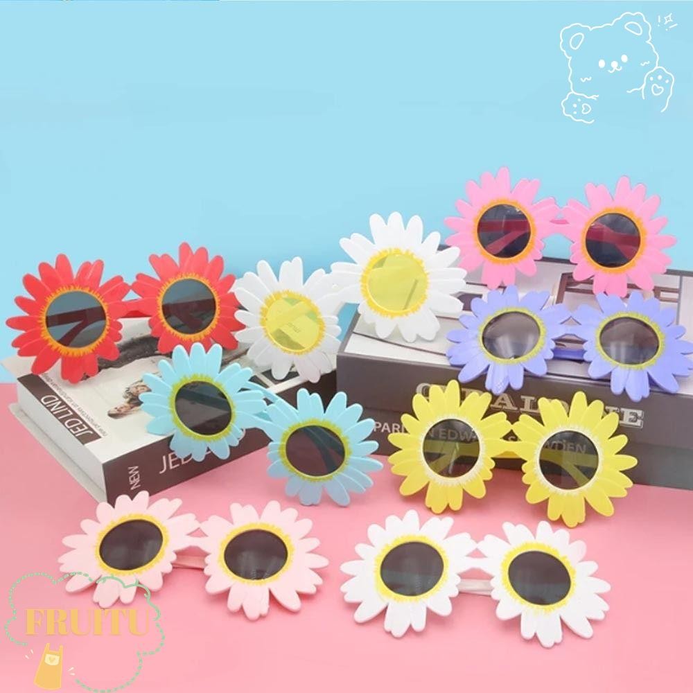 Fruitu Daisy Shades, Photograph Props แว่นตา Sun ดอกไม้รูปร่างแว่นตาดอกไม้, แว่นตาตกแต่งกรอบใหญ่