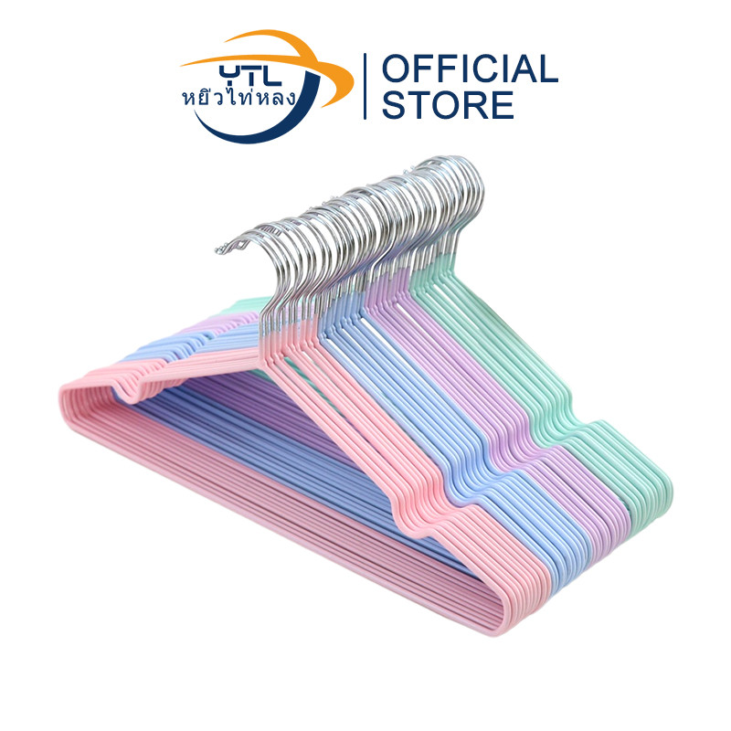 YTL ไม้แขวนเสื้อผ้า ไม้แขวนเสื้อสแตนเลสหุ้มยางกันลื่น ขนาด40cm*20cm