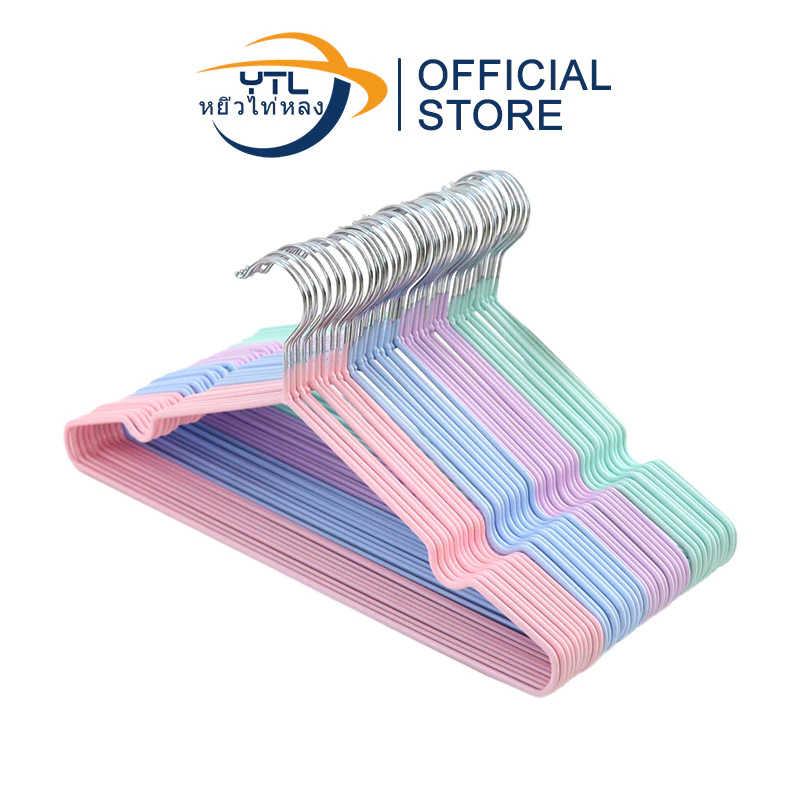 YTL ไม้แขวนเสื้อผ้า ไม้แขวนเสื้อสแตนเลสหุ้มยางกันลื่น ขนาด40cm*20cm