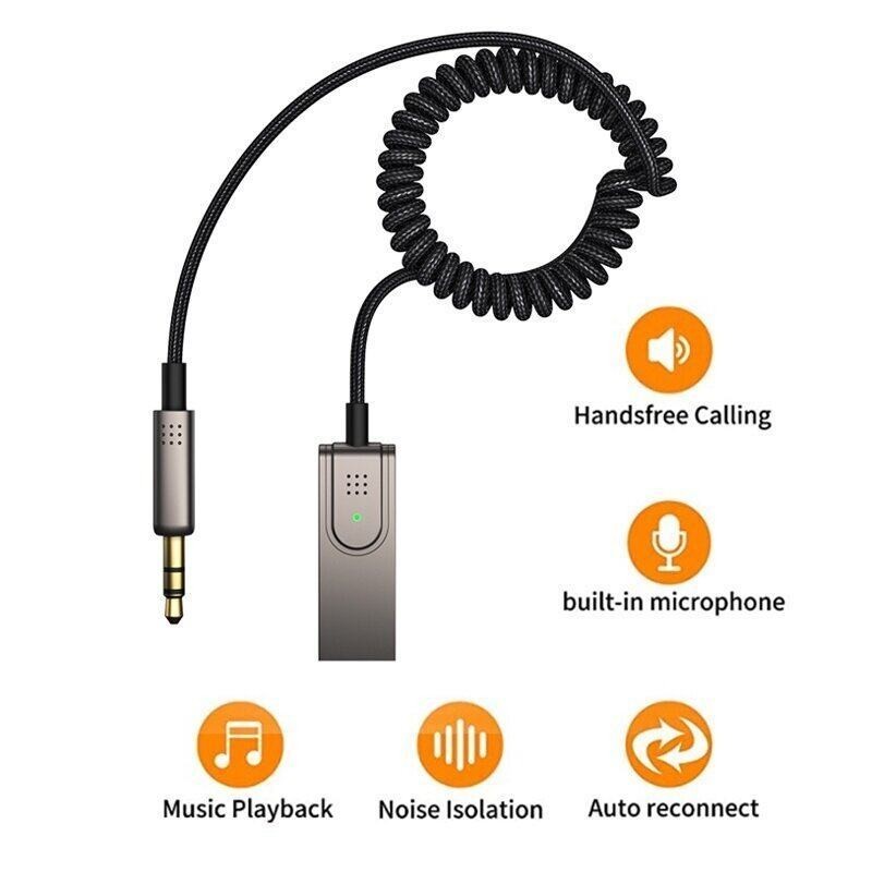 ตัวรับสัญญาณ Bluetooth 5.1 สำหรับรถยนต์ AUX และ USB Connection Line เครื่องเสียงรถยนต์พูดคุยอะแดปเตอร์บลูทู ธ