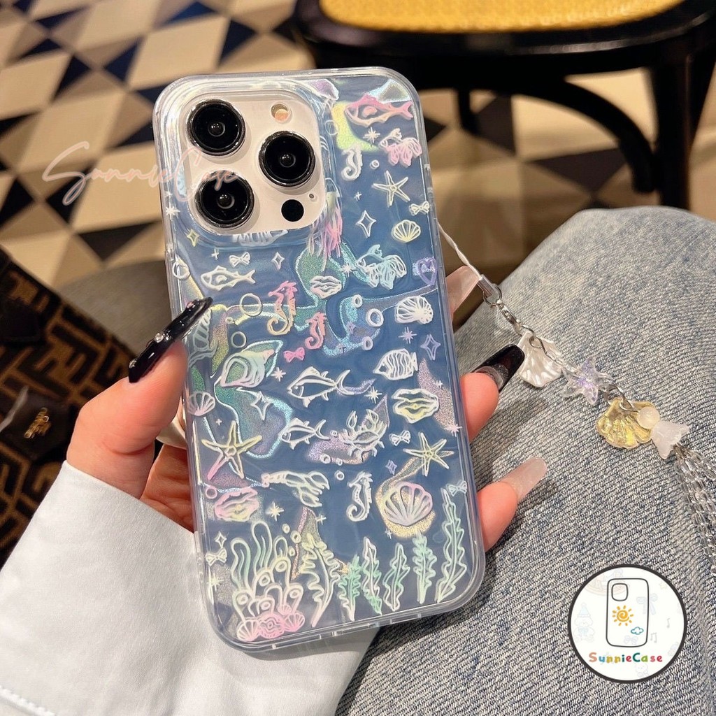 โลกใต้น้ำ น่ารัก ปลา เคสไอโฟน สำหรับ IPhone 12 13 16 11 15 14 Pro Max XR XS X 8Plus 7Plus Max 8  6S 7 6 Plus SE TPU เคส