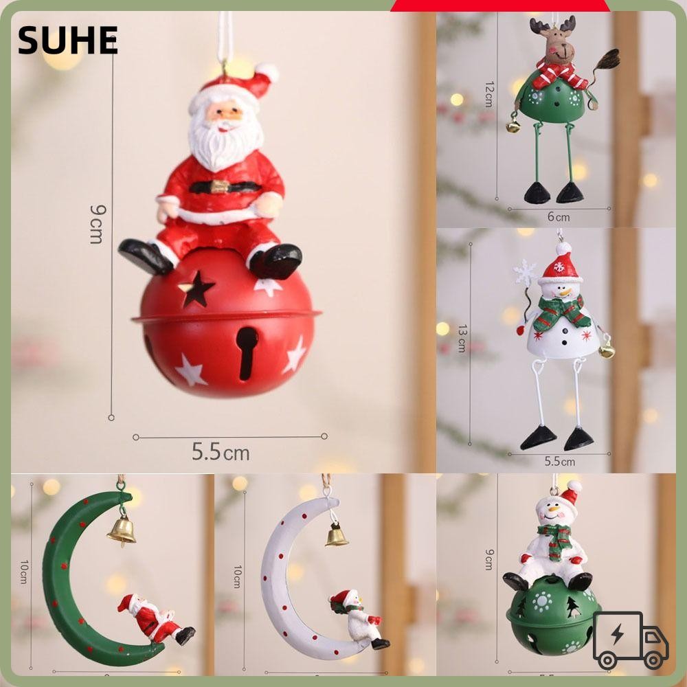 Suhe จี้เรซินคริสต์มาส,เค้าโครงฉาก Moon/Bell Christmas Tree Charms,เทศกาลอุปกรณ์ Snowman/Elk/Santa Claus ของขวัญหัตถกรรมตกแต่ง Merry Christmas Party
