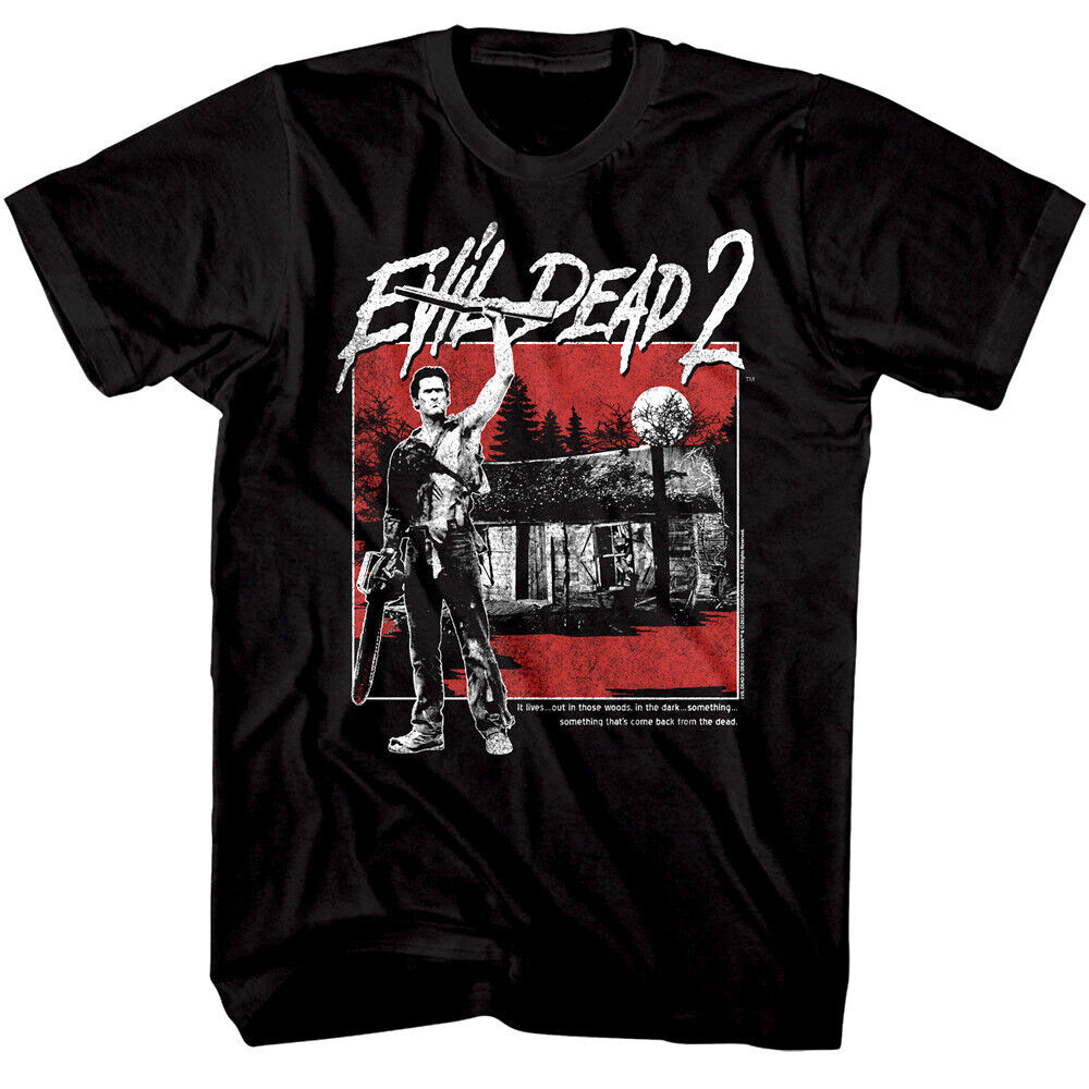 เสื้อยืดผู้ชาย Evil Dead 2 tema Ash vs Zombies ในป่า