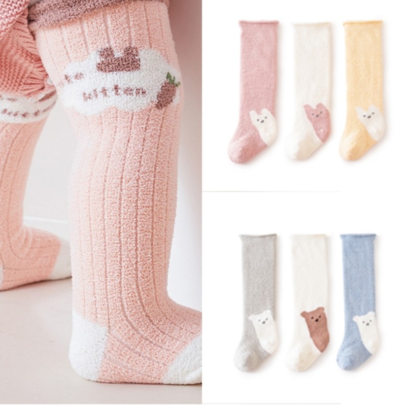 X* 3คู่ถุงเท้าเข่าเด็กกว่าถุงเท้าเข่าสําหรับชายหญิง1-3ปีฤดูหนาวเด็กวัยหัดเดินถุงเท้ายาวเข่าถุงน่อง
