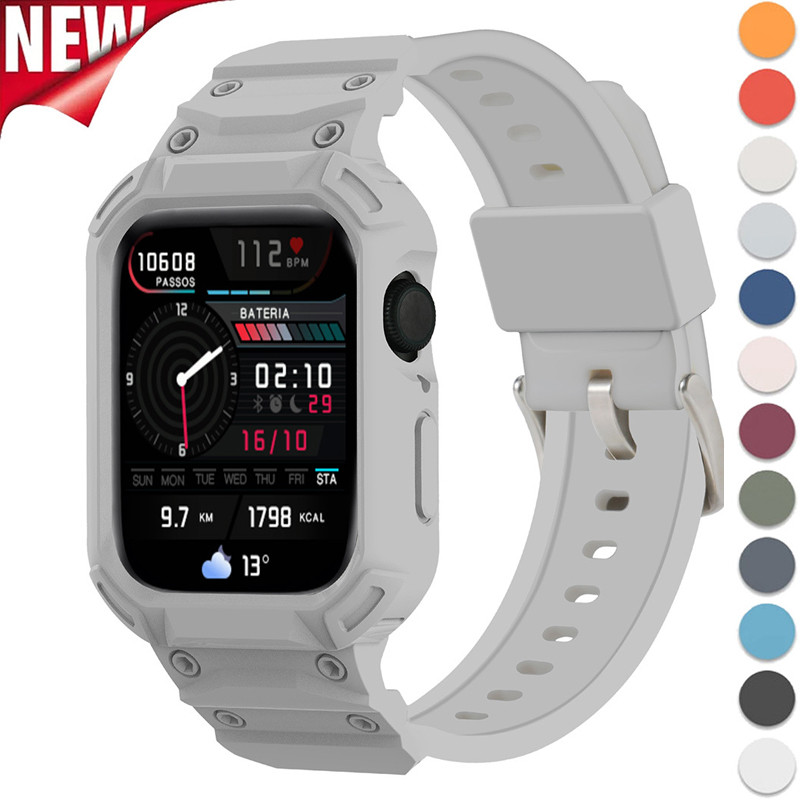 เคสยางและสายรัดวง ใช้ได้กับ แอปเปิล ดู ชุด 10 46 มม. 42 มม. สายรัดทดแทน เข้ากันได้ สําหรับ ฉันดู ชุด 10