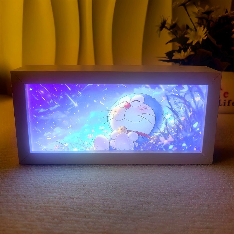 ในสต็อก โคมไฟตั้งโต๊ะ โคมไฟกลางคืน โคมไฟข้างเตียงโดราเอมอน Starry Sky Night Tour Ding Dong Cat Hand-handmate Night Light Decoration ของขวัญวันเกิดวันหยุดสำหรับเพื่อนชายและหญิง