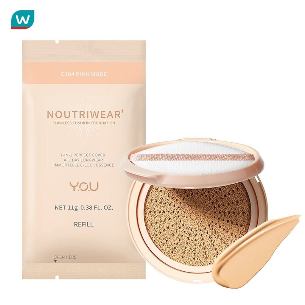 Y.O.U วาย.โอ.ยู นูทริแวร์พลัส ฟลอเลท คุชชั่น ฟาวน์เดชั่น รีฟีล 11ก. C304 พิ้งค์ นู้ด