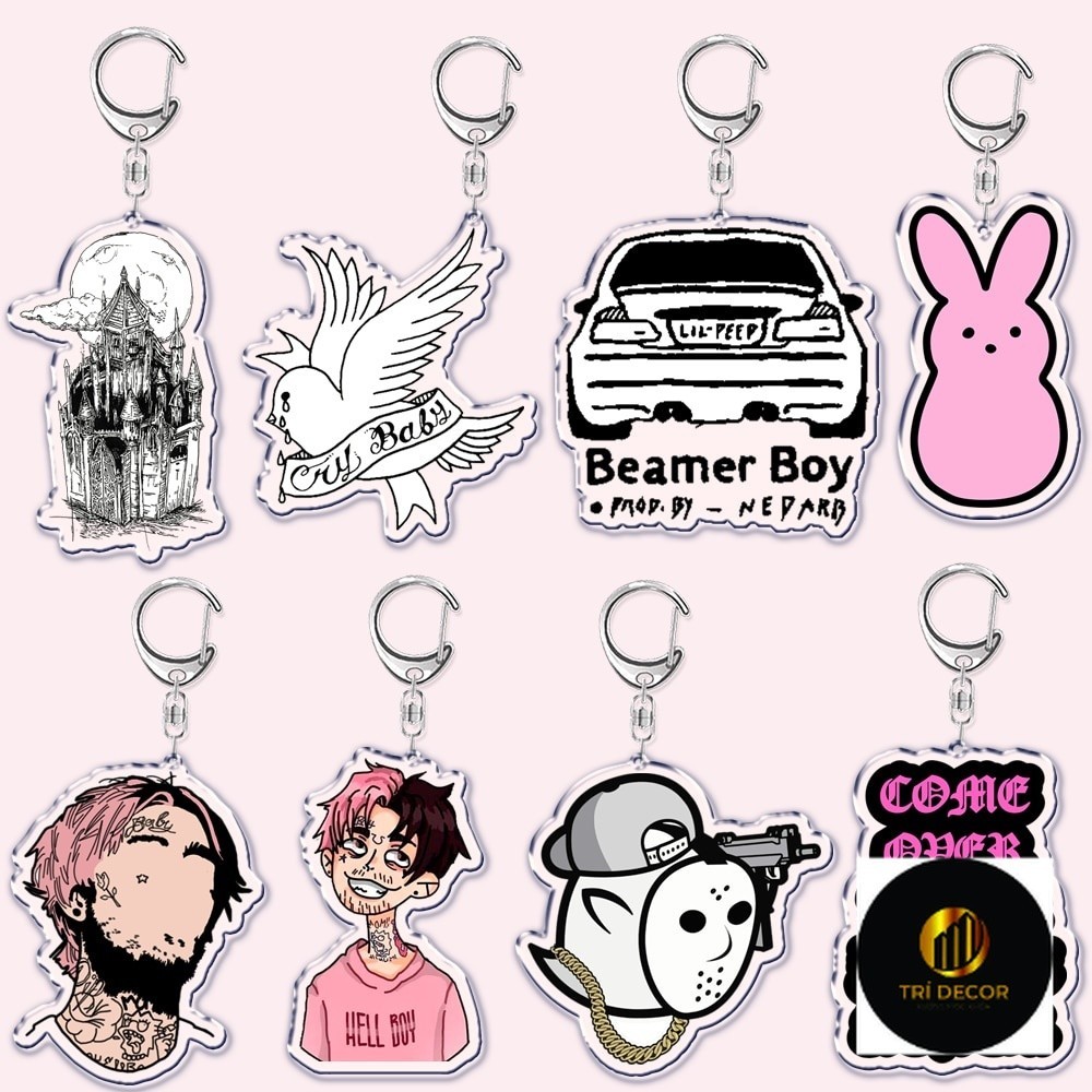 Lil Peep Rapper Crybaby Hellboy Love Yikes พวงกุญแจตัวอักษร อุปกรณ์ตกแต่งน่ารัก
