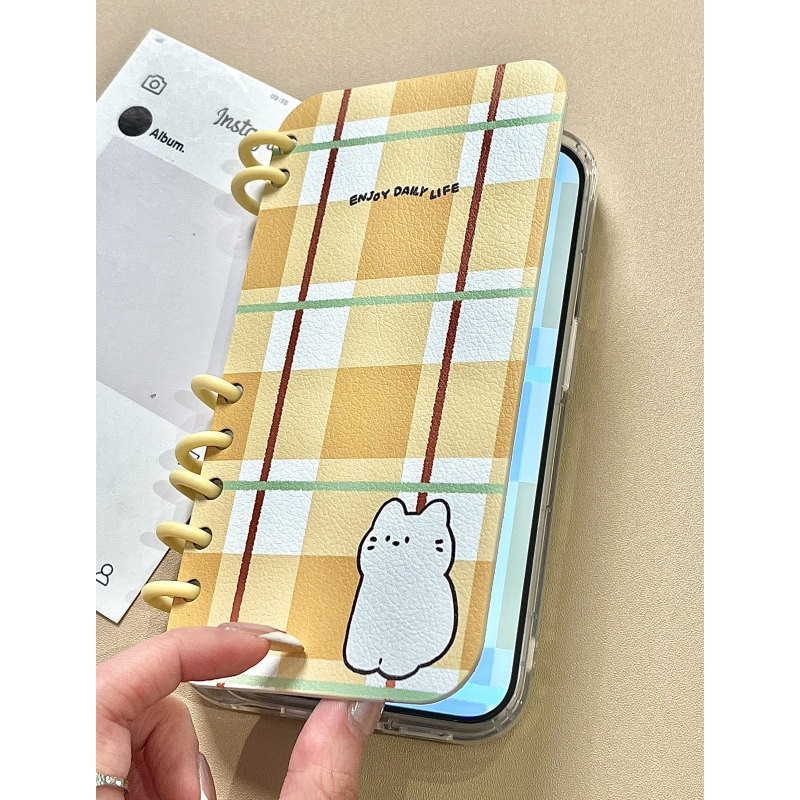 แมวสีขาวน่ารักเหมาะสําหรับเคสโทรศัพท์ iPhone16/15promax Apple 14 Flip Notebook 13/12/11 Unique SXMV