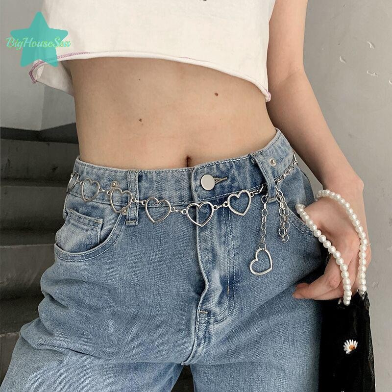 [BigHouseSea] 100 ซม.กางเกงเอวคลาสสิกLove Heart Hollow Girdleสําหรับผู้หญิงสไตล์ฮิปฮอปแฟชั่นเข็มขัดเอวดีอินเทรนด์ใหม่