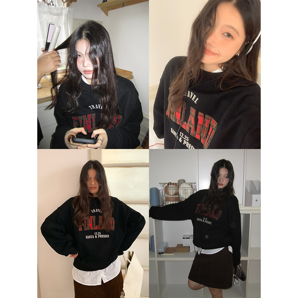 (จัดส่งตลอด 24 ชั่วโมง）Angle Officialเสื้อ Sweaters ต่อลายสก็อตลายช่วงอก  เนื้อผ้าดีงานสวยC717