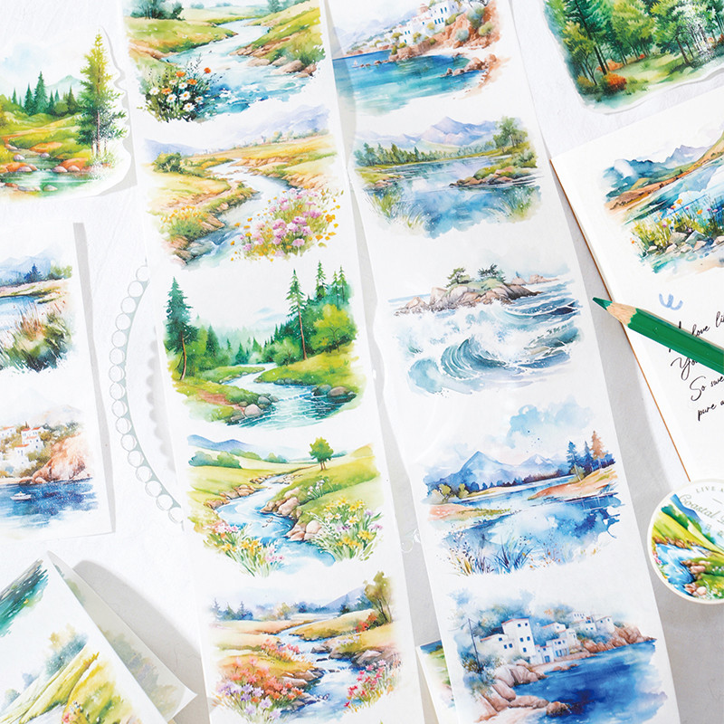 Jianwu 70 มม.* 200 ซม.ทิวทัศน์มนุษย์ Series Vintage พืชภูมิทัศน์ Washi เทป Creative DIY วารสารวัสดุ Collage เครื่องเขียน