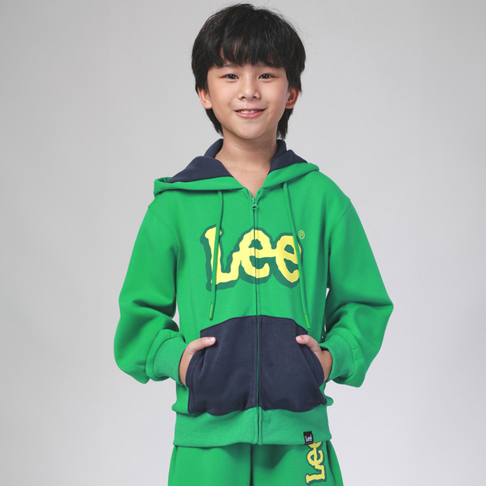 LEE KIDS เสื้อคลุมฮู้ดดี้มีซิปเด็กผู้ชาย คอลเลคชั่น Bold & Bright รุ่น LK S524BZIPN46 สีเขียว