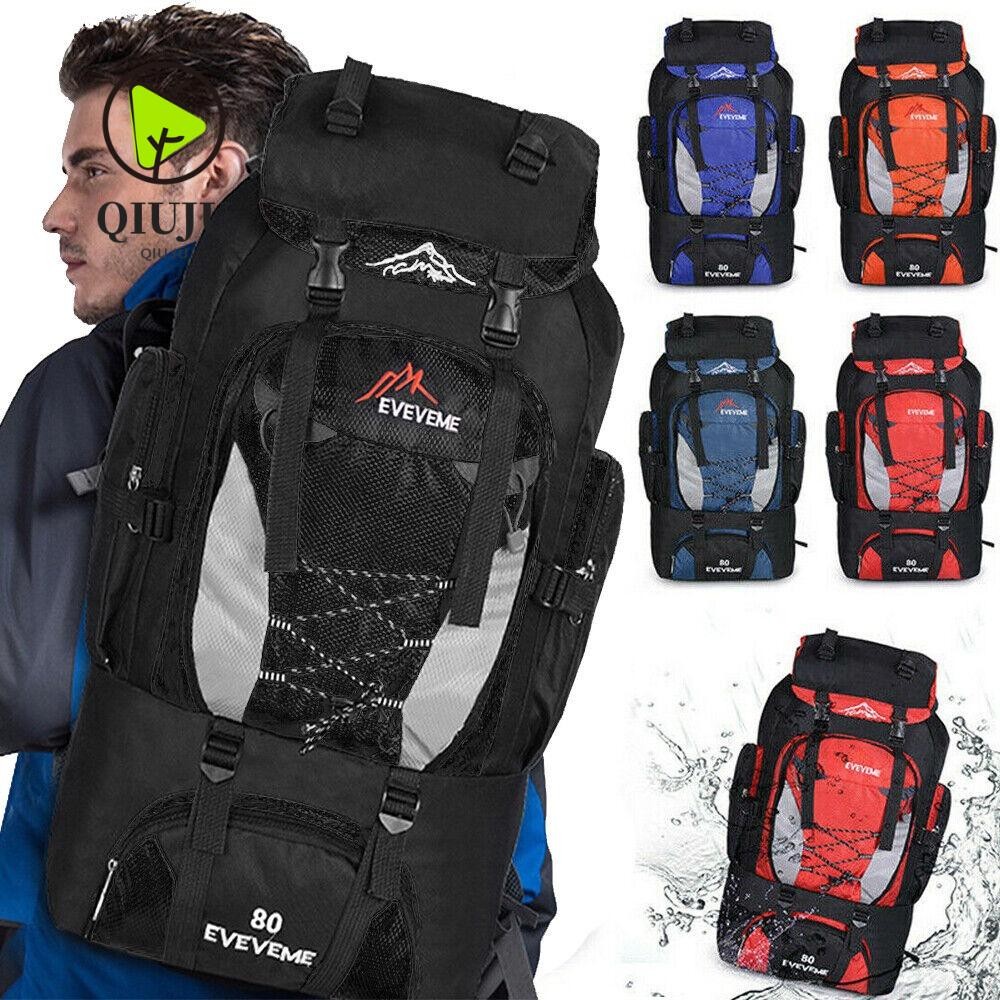Qiju 80L กระเป๋าเป้สะพายหลังเดินป่ากีฬาผู้ชายกระเป๋าปีนเขา