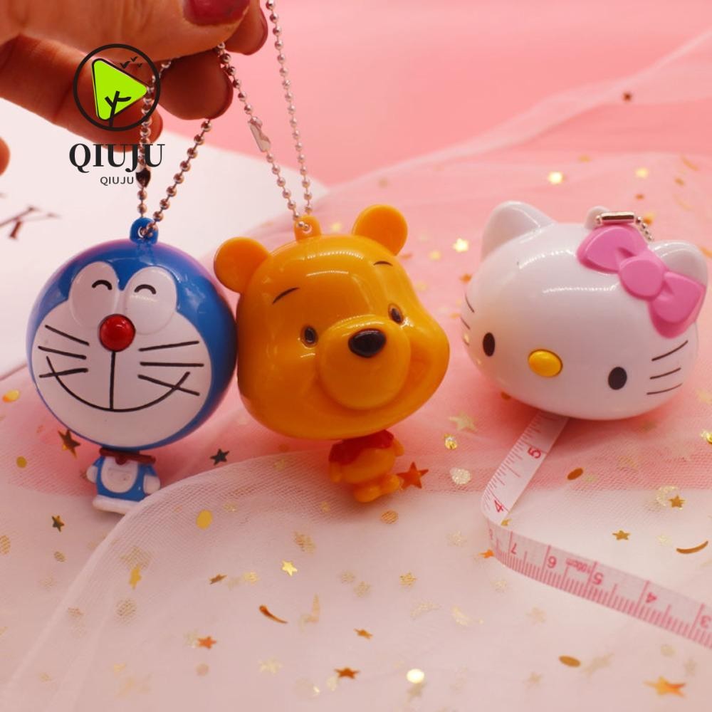 SANRIO ชิวจู ตลับเมตรแบบยืดหดได้,พวงกุญแจการ์ตูนน่ารัก,ของขวัญ ซานริโอ สวัสดี คิตตี้ โดราเอมอนหมีพูห์กระเป๋าจี้สาว