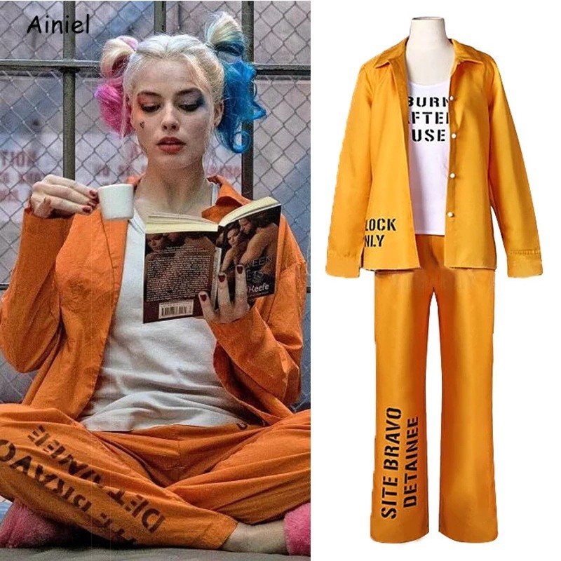 ทีมฆ่าตัวตาย Harley Quinn cos ชุด Harley Quinn harleyquinn Prison ชุดคอสเพลย์ 12.24